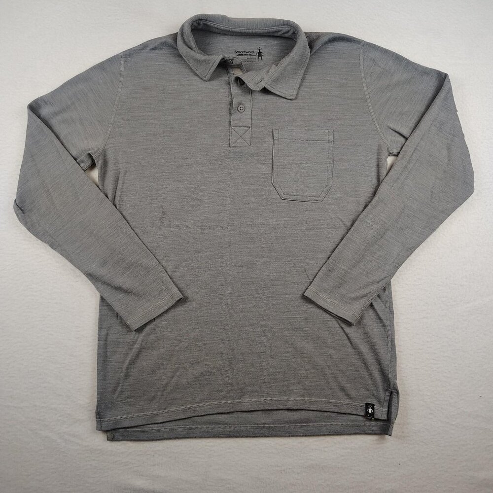 Smartwool Merino Blend Sport Shirt Mens Sz Small Gray Long Sleeve